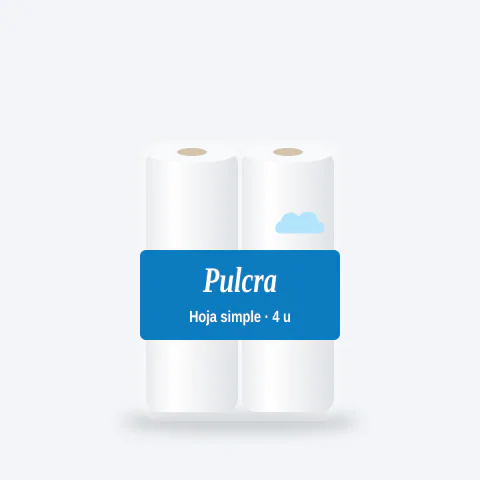Papel higiénico hoja simple Pulcra 4 rollos × 30 m