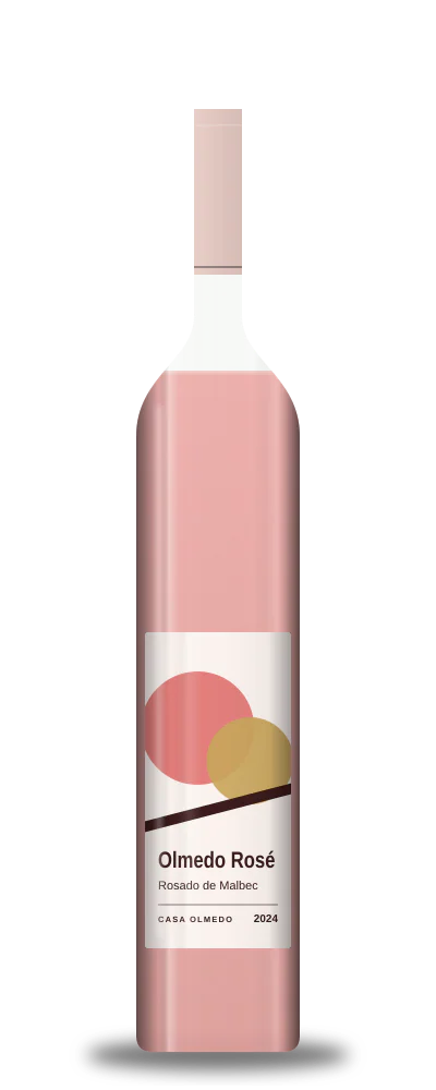 Botella de Olmedo Rosé, Rosado de Malbec