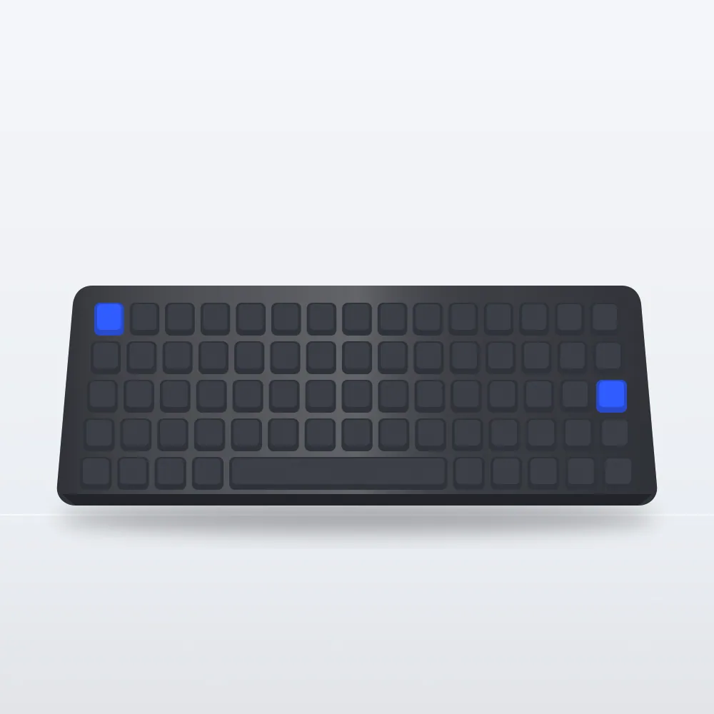 Teclado mecánico compacto grafito con dos teclas azules