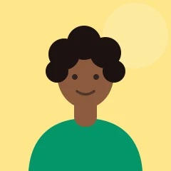Avatar ilustrado de Agustina, de pelo con rulos, sobre fondo amarillo