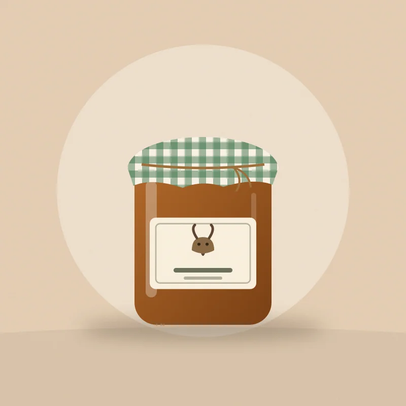 Frasco de dulce de leche de cabra con tapa de tela a cuadros verde