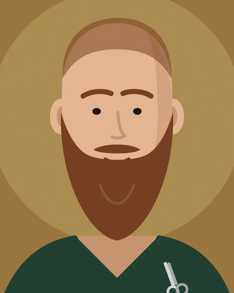 Ilustración de una barba larga prolija con rapado al costado