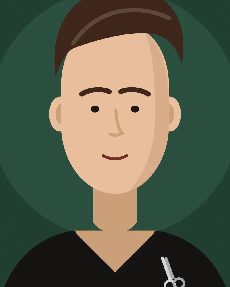 Ilustración de un pompadour peinado hacia atrás