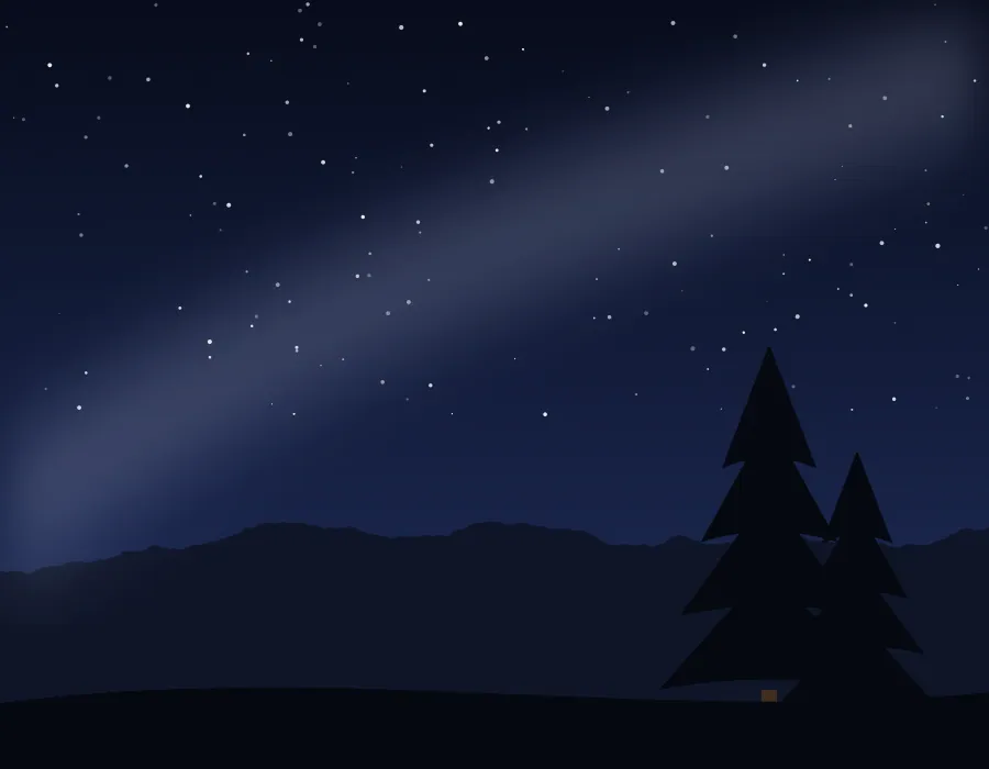 Ilustración del cielo nocturno con la Vía Láctea sobre las sierras