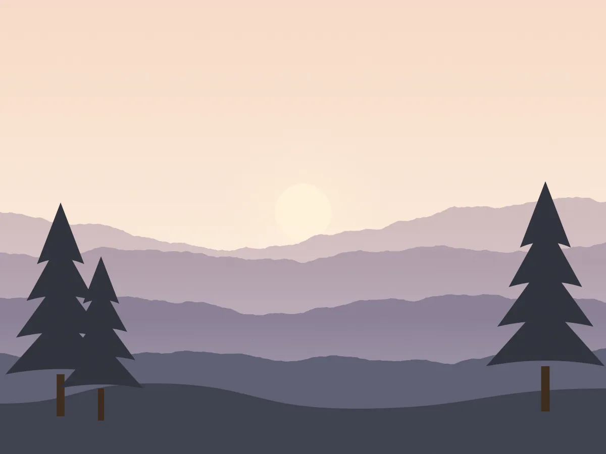 Ilustración de un amanecer con niebla entre las sierras