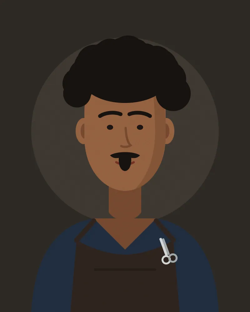Ilustración de Rulo: pelo con rulos y barba candado